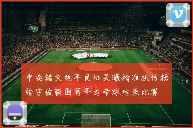 申花错失绝平良机吴曦精准挑传杨皓宇被解围蒋圣龙带球结束比赛